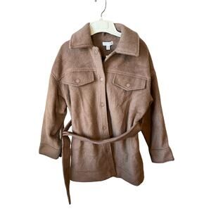 Topshop NEW Caramel Oversized Long Hair Wool Blend Winter Coat Size 4